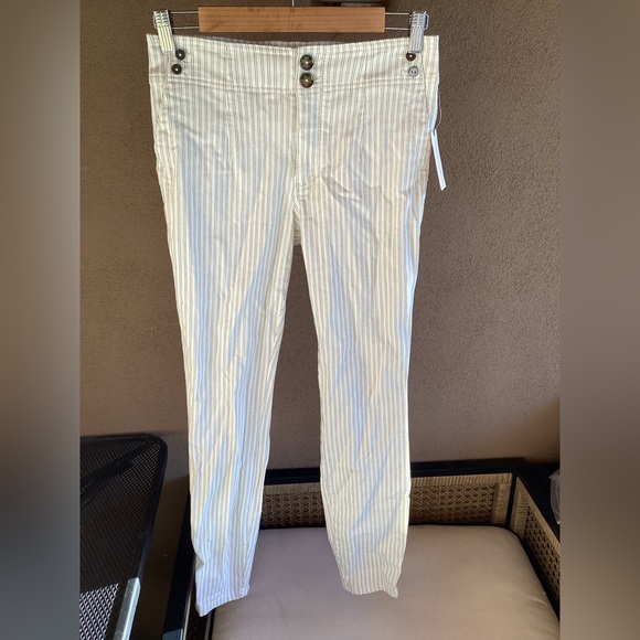 NWT ANTHROPOLOGIE Pilcro & the letterpress Striped White and Blue Pants Size 26 - Picture 1 of 6